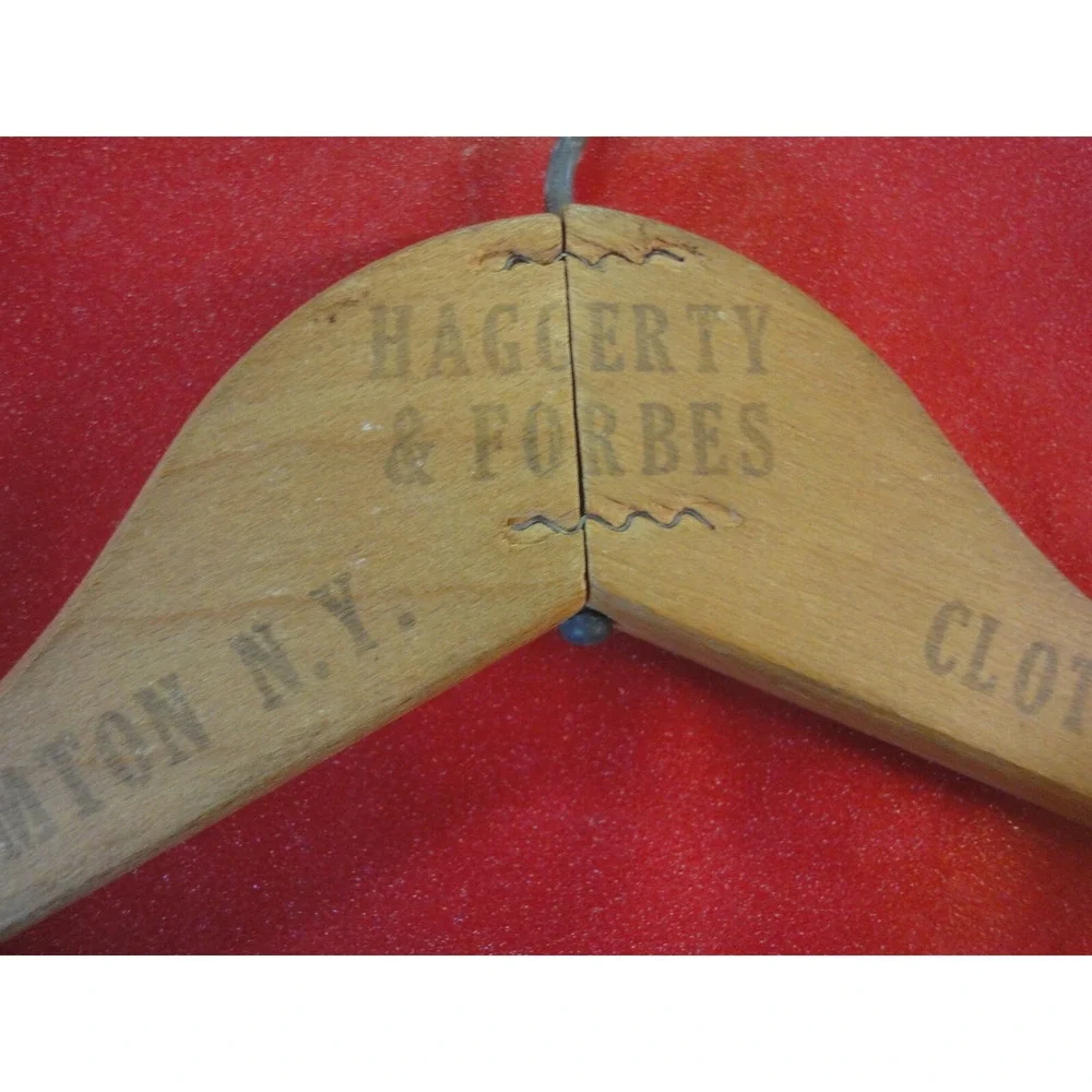 haggerty & forbes Clothiers  Binghamton‎ NY vintage wood clothes hanger